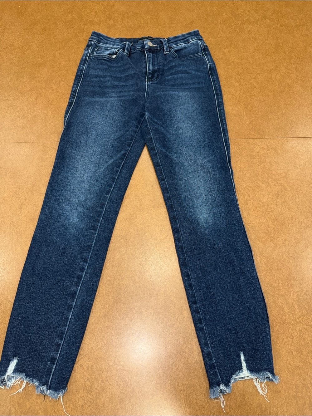Flying Monkey Dark Blue Straight-Leg Jeans with Frayed Hem • Size 27